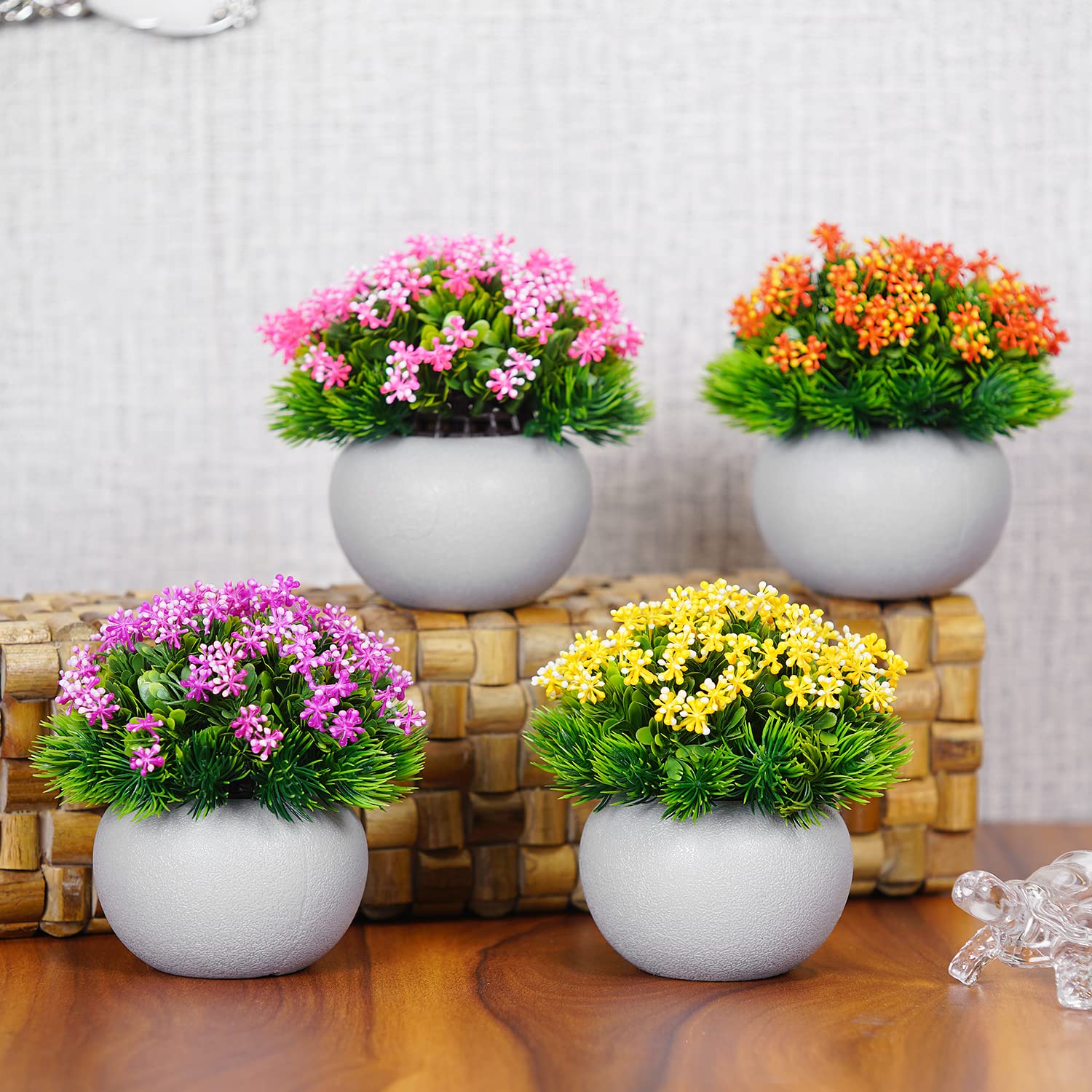 Buy Dekorly Artificial Flower Plants With Grey Pot Flower Plants For