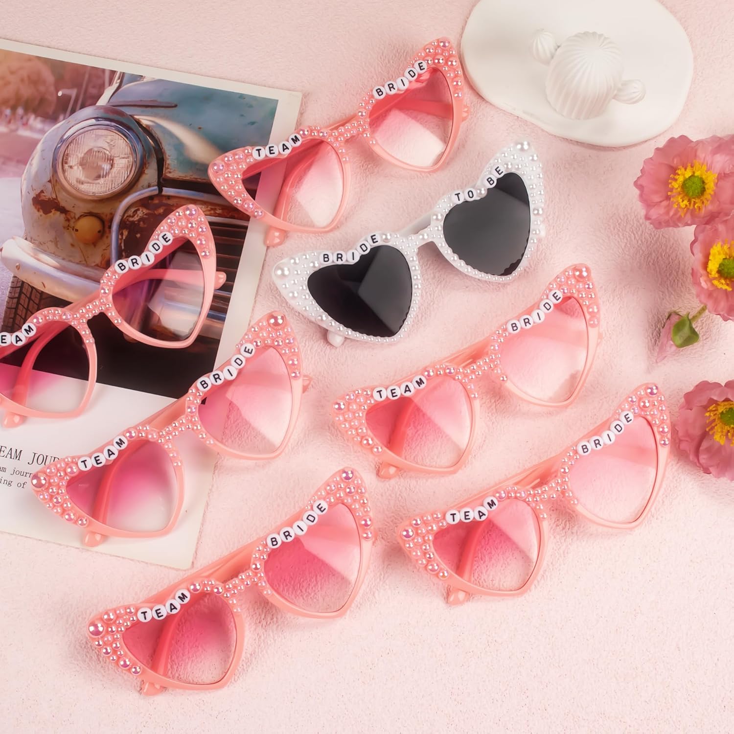 7PCS Bachelorette Sunglasses for Bride to Be, Bride Glasses for Bridal Shower, Bride to Be Gift, Bachelorette Accessories