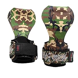 Cobra Grips PRO Weight Lifting Gloves Heavy Duty Straps Alternative Power Lifting Hooks Best for Deadlifts Adjustable Neoprene Padded Wrist Wraps Support Bodybuilding (PRO Green CAMO Rubber)