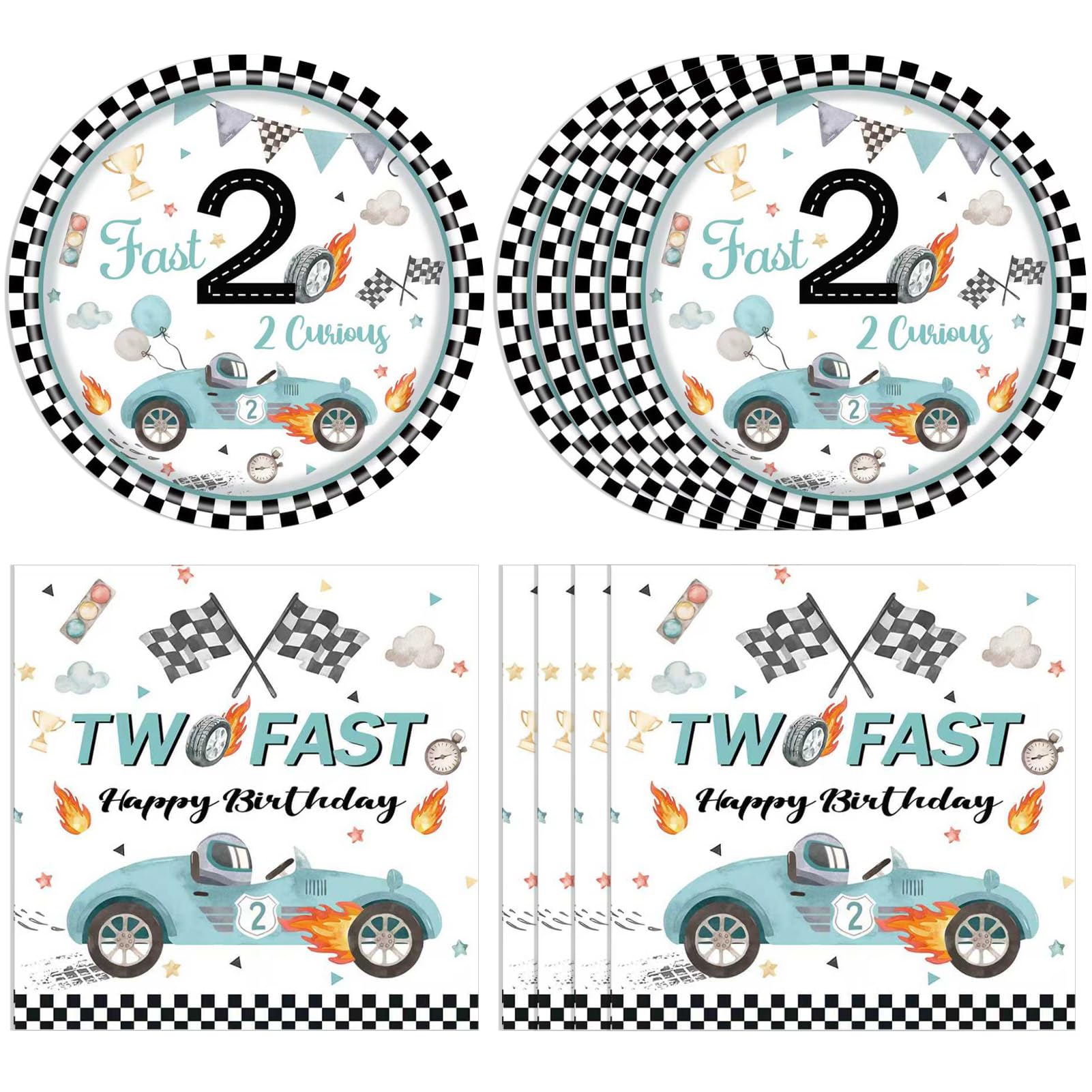 Photo 1 of Two Fast Race Car Party Supplies Boy 2 Fast Birthday / PLATES ONLY