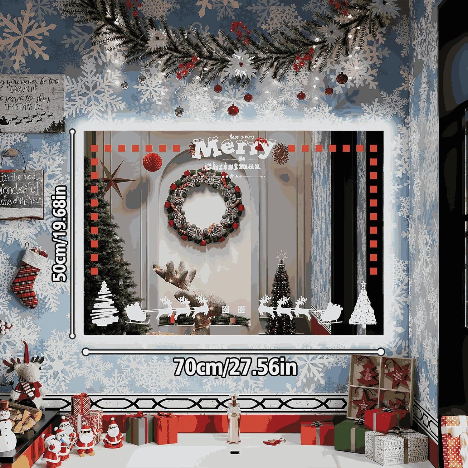 Christmas-Themed Smart Makeup Mirror?Bedroom Mirror?led Mirror for Bathroom?Bathroom Mirror with Lights? for Bathroom?Home Decor,Pay Attention to Size