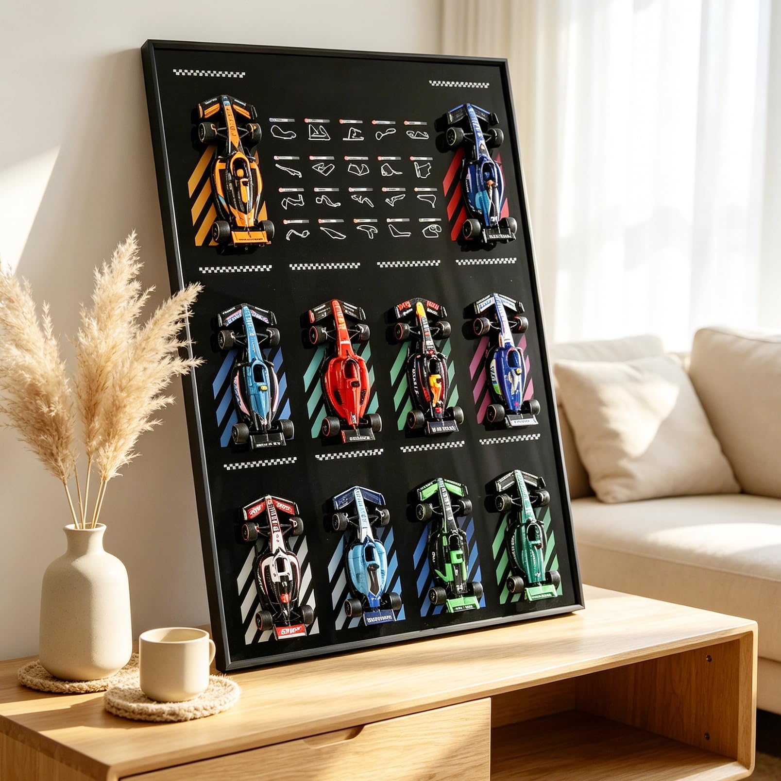 Vitrina de Pared para Coches en Miniatura con Panel Protector de Acrílico | Expositor de Pared para Modelos de Colección, Panel Expositor con Marco de Aluminio, Exposición para Vehículos en Miniatura