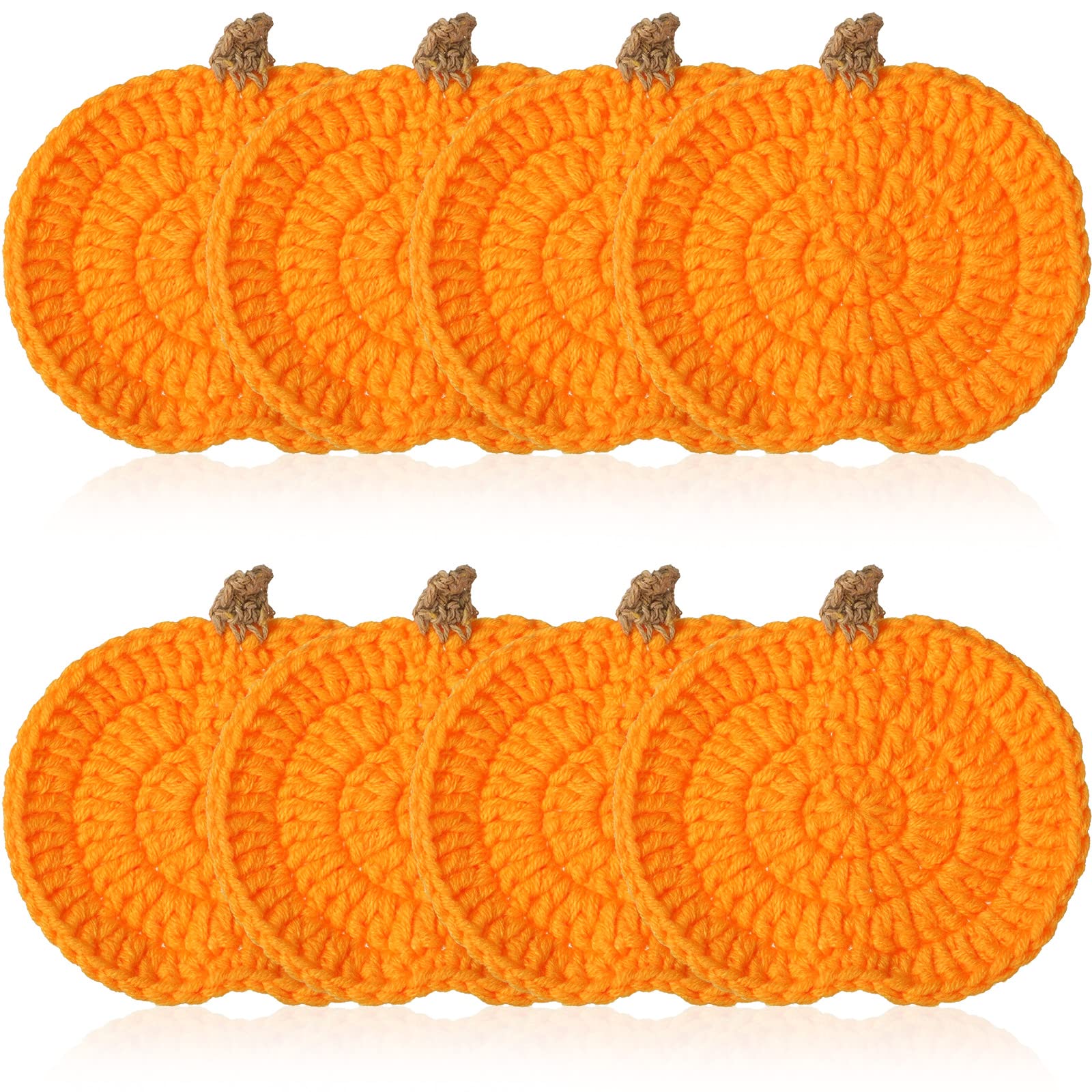 Dessous de verre citrouilles au crochet absorbants anti-taches x8