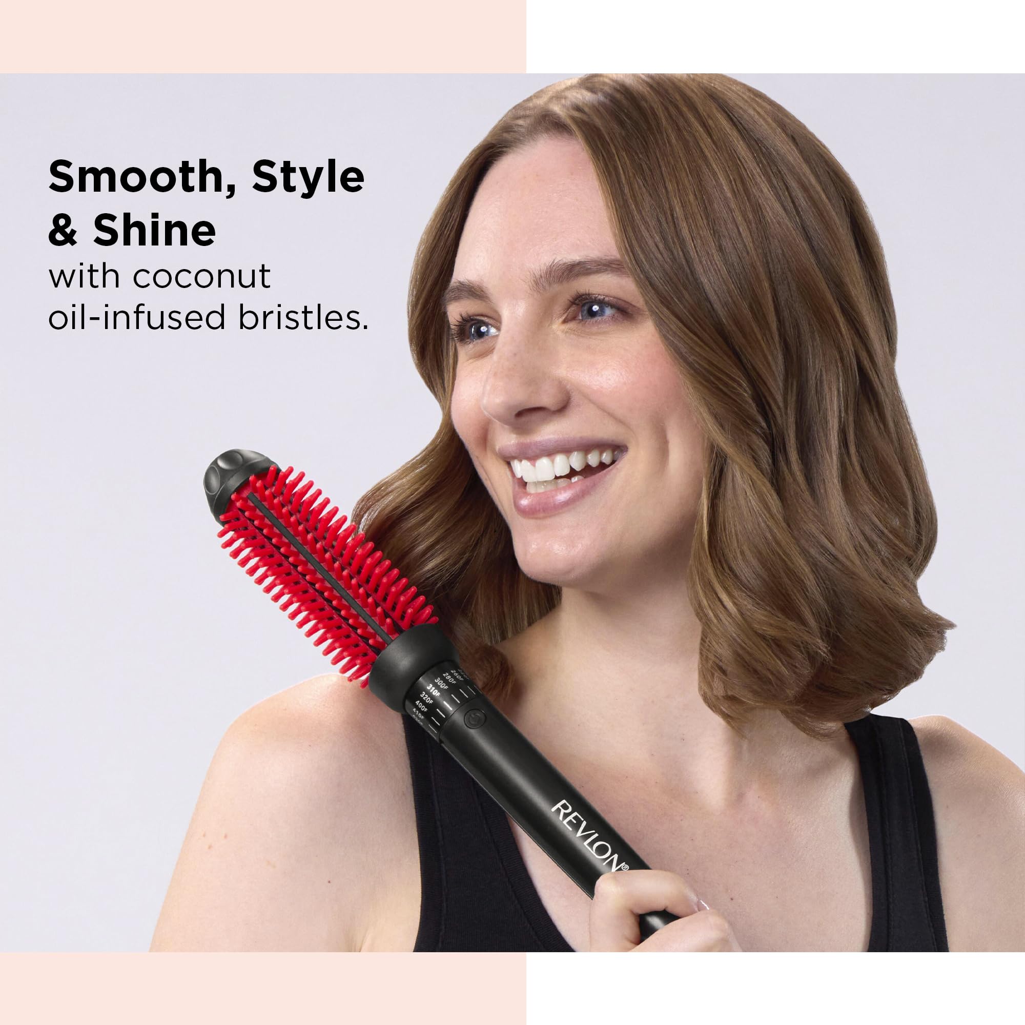 REVLON SmoothStay™ - Cepillo redondo con infusión de aceite de coco de 1 pulgada | Resultados voluminosos y brillantes