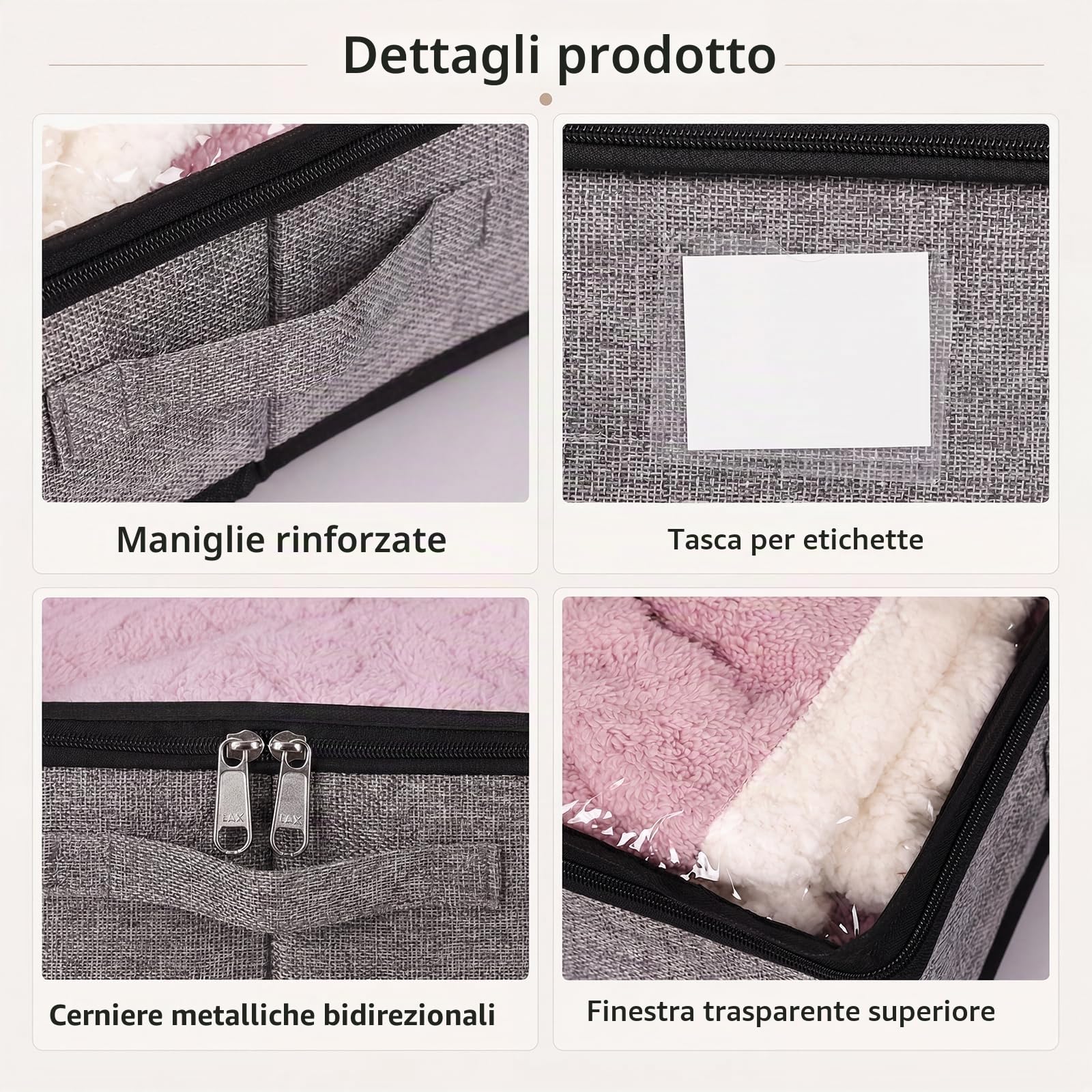 Fixwal Confezione da 4 contenitori sotto il letto, sotto 11,4 cm, a basso profilo, organizer per vestiti con pareti laterali e fondo robusti