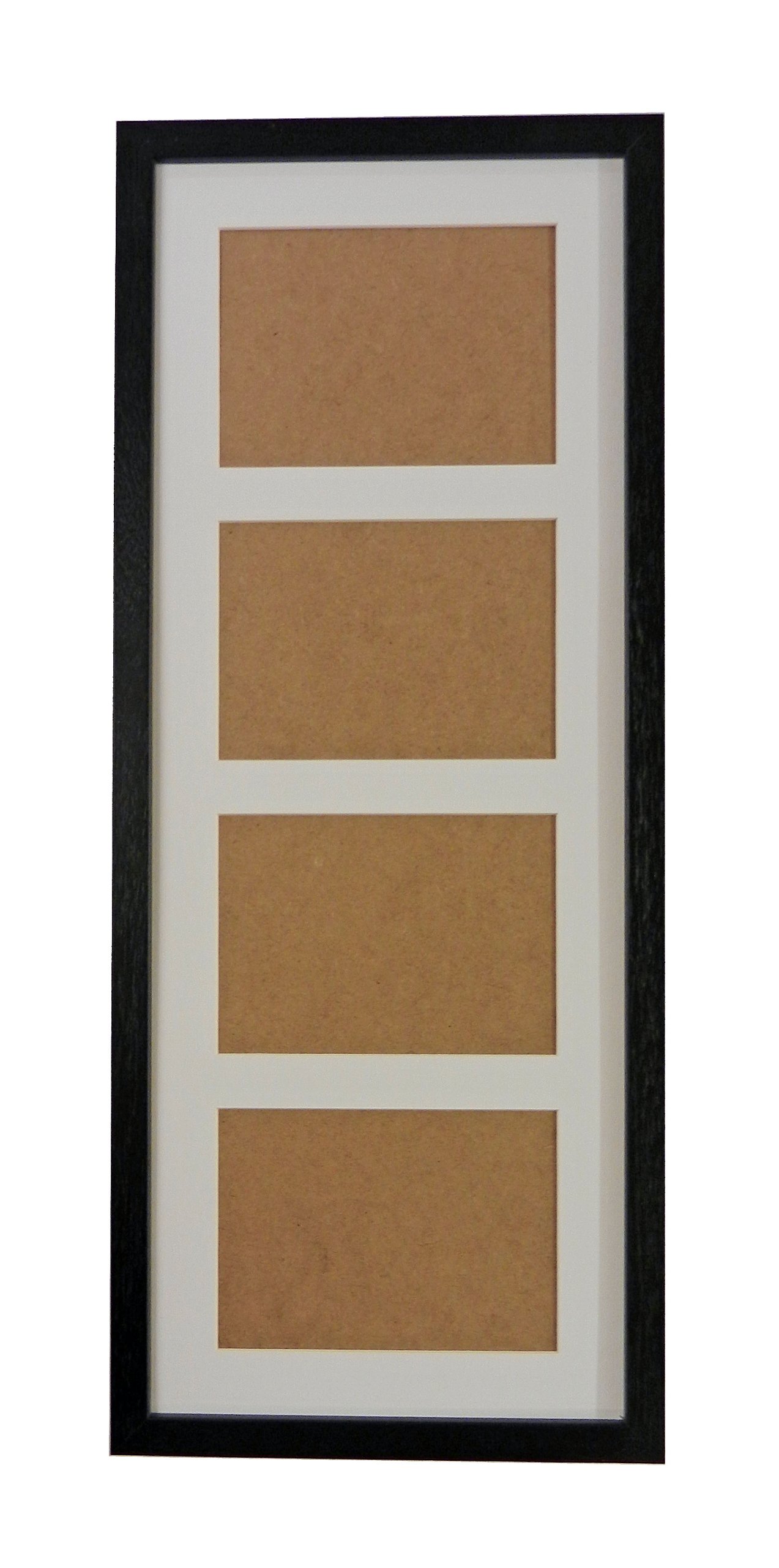 Skelf Frames Black Phoenix Wood Picture Photo Frame With Glass Hand Made In The Uk In Yorkshire 26" X 10" - Holds 4 Seperate 7X5's