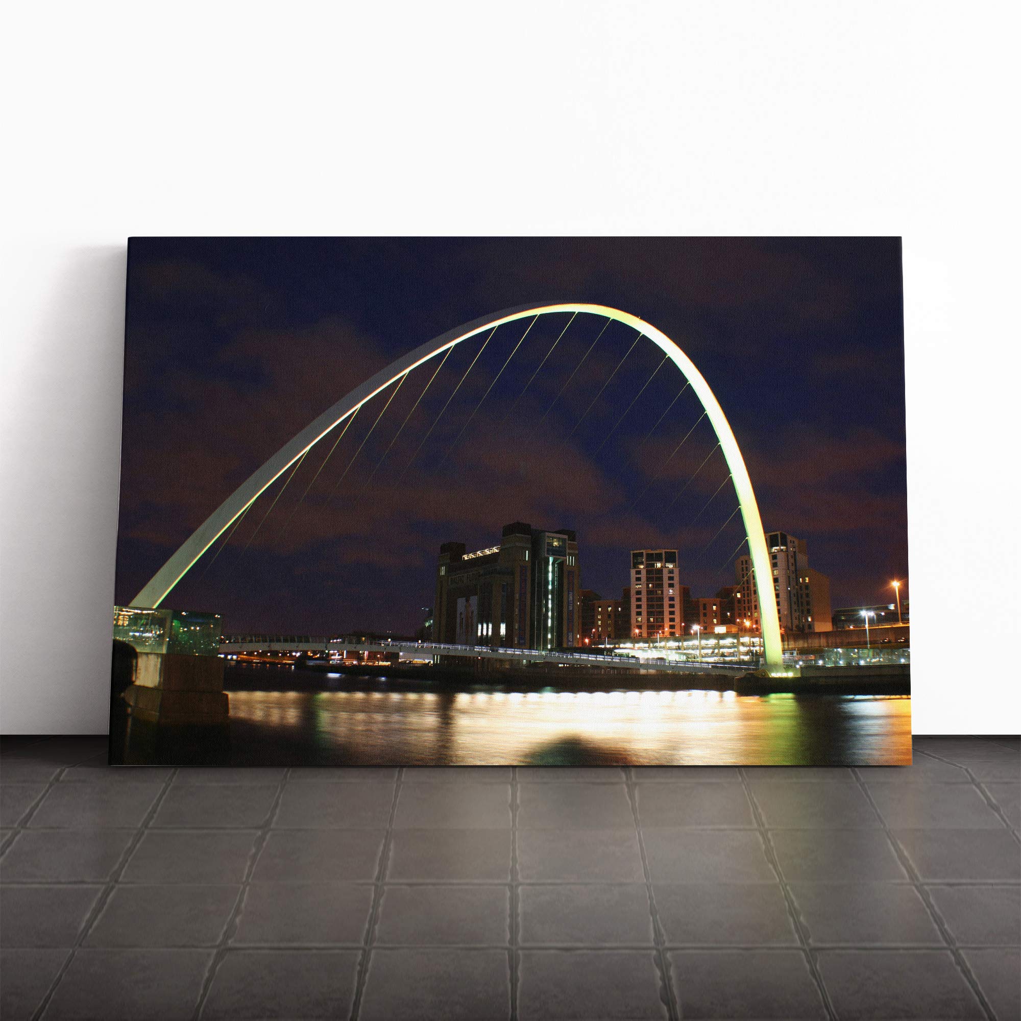 Millennium Bridge Newcastle Vol.3 Canvas Print | Gallery Wrapped 30mm Frame Wall Art | 30x20 inches | Ready to Hang | Modern Cityscape Picture | Living Room Bedroom Lounge Office