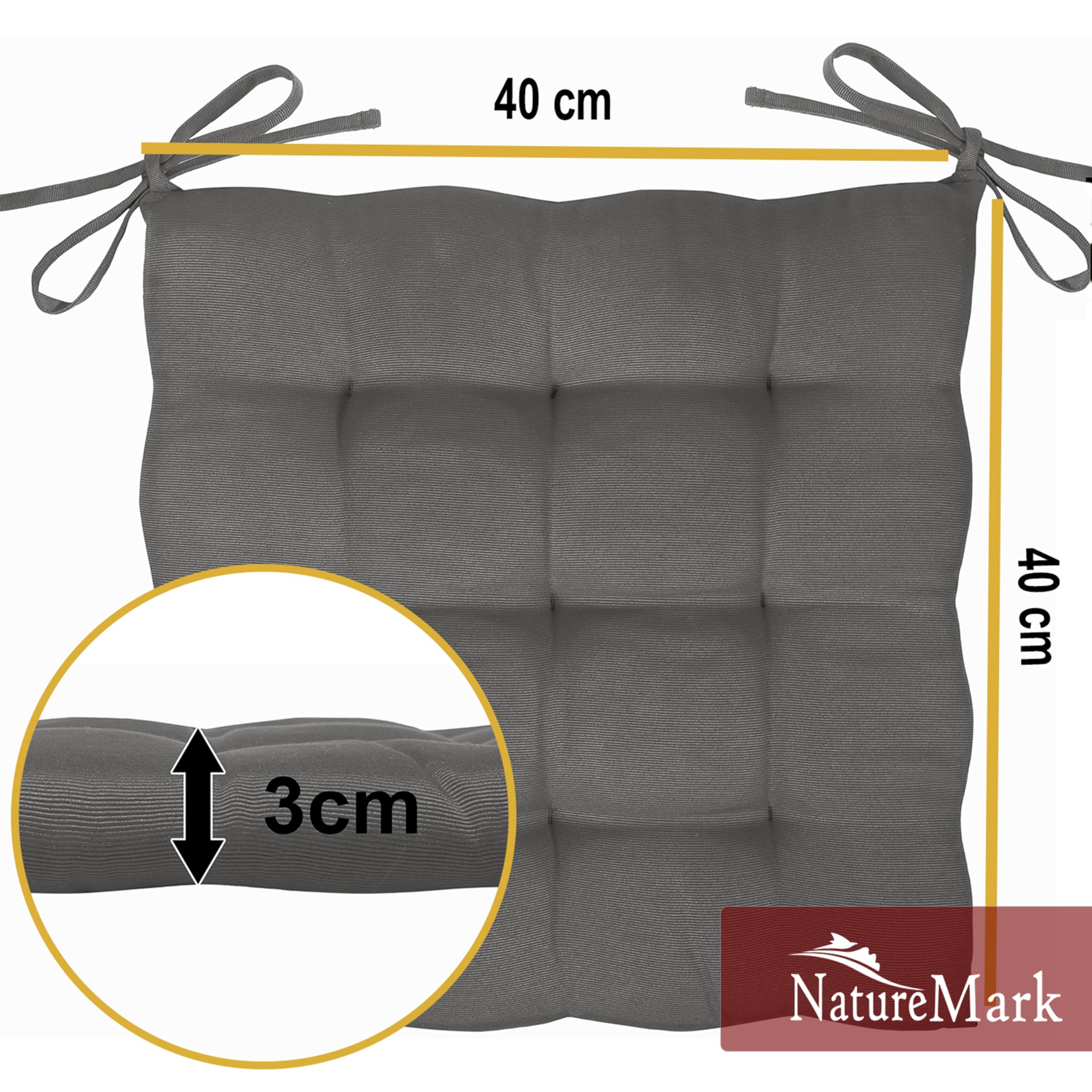 NatureMark 4-delige Set Stoelkussens met Banden 40x40 cm – Gevuld Zitkussen voor Binnen en Buiten – Kleur Bordeaux rood NatureMark 4-delige Set Stoelkussens met Banden 40x40 cm – Gevuld Zitkussen voor Binnen en Buiten – Kleur Bordeaux rood