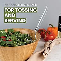 Vista 7 de Plasticpro Utensilios desechables de plástico para servir, juego de 4 cucharas de ensalada y 4 tenedores de ensalada, peso pesado transparente