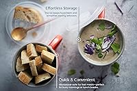 Vista 4 de KooK Tazas de sopa, tazas de sopa con tapa, cuenco de sopa para microondas con asas, de cerámica con tapa de plástico, para avena durante la noche