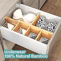 Vista 2 de Separadores de cajones de 4.4 pulgadas de alto con insertos, separadores de cajones de bambú para ropa, ampliables de 12 a 17.5 pulgadas