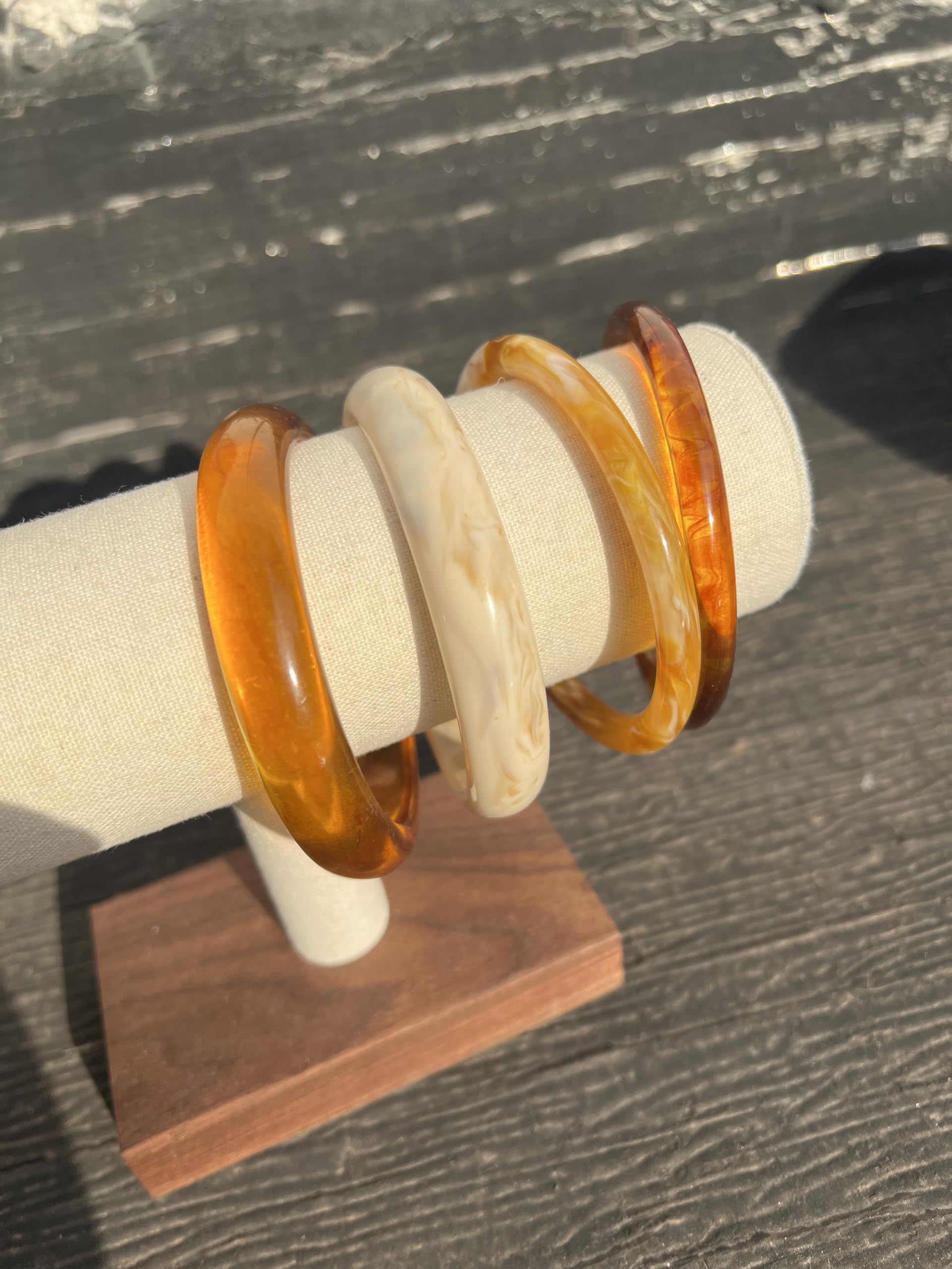 ÌF ME Acrylic Bangles Bracelets for Women, Irregular Acrylic Resin Chunky Bracelets Geometric Fashions Thick Statement bangle Set view 7