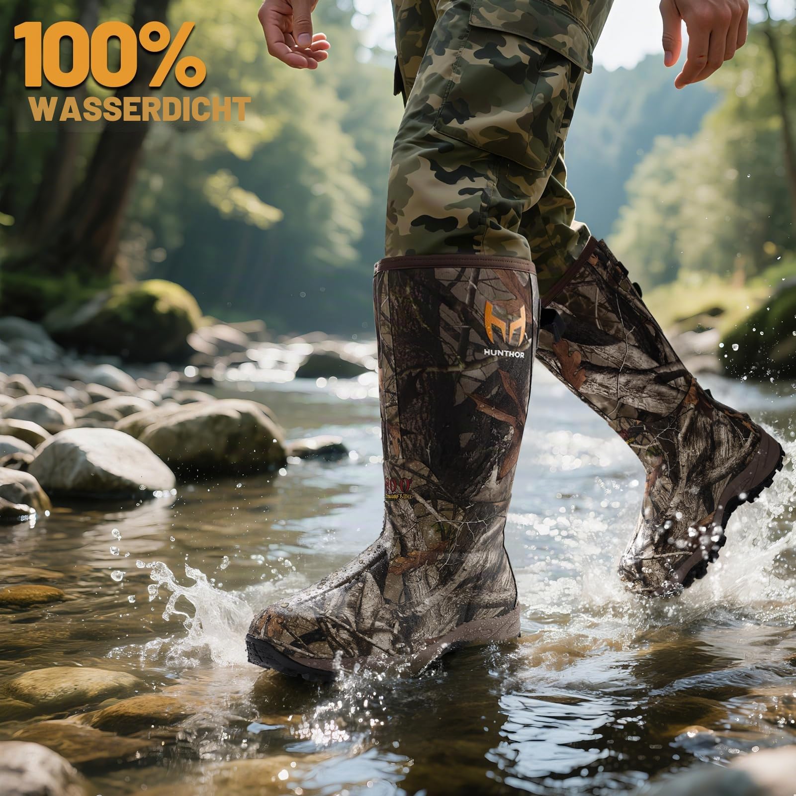 Gummi-Jagdstiefel für Herren mit 800 g Isolierung, wasserdicht, isoliert, 6 mm Neoprenschuhe für Outdoor-Jagd (Next Camo, Größe 39-42)