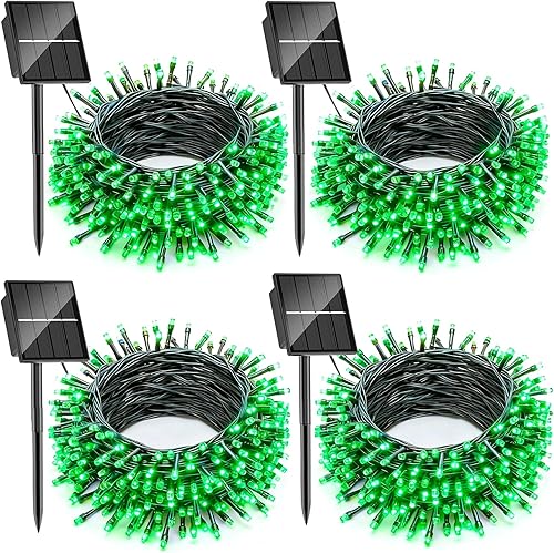 Miniatura 15 de SOLARBABY Luces solares para Navidad al aire libre, tira de luces de 142 pies con 400 cuentas de cristal LED con control remoto, 19 modos de luz de