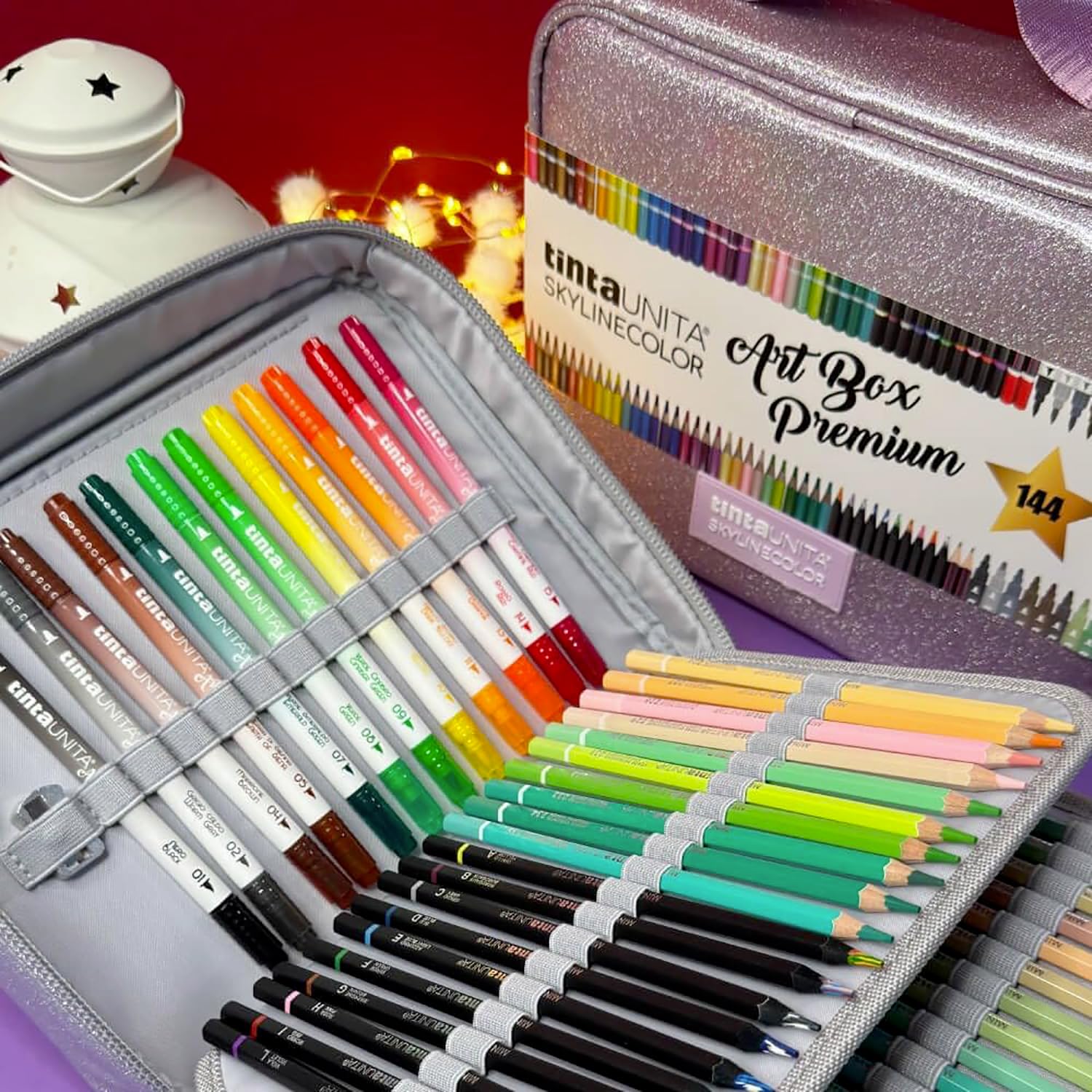 Tinta Unita Art Box Skylinecolor Premium con Tracolla da 144 (1 pezzo Random)