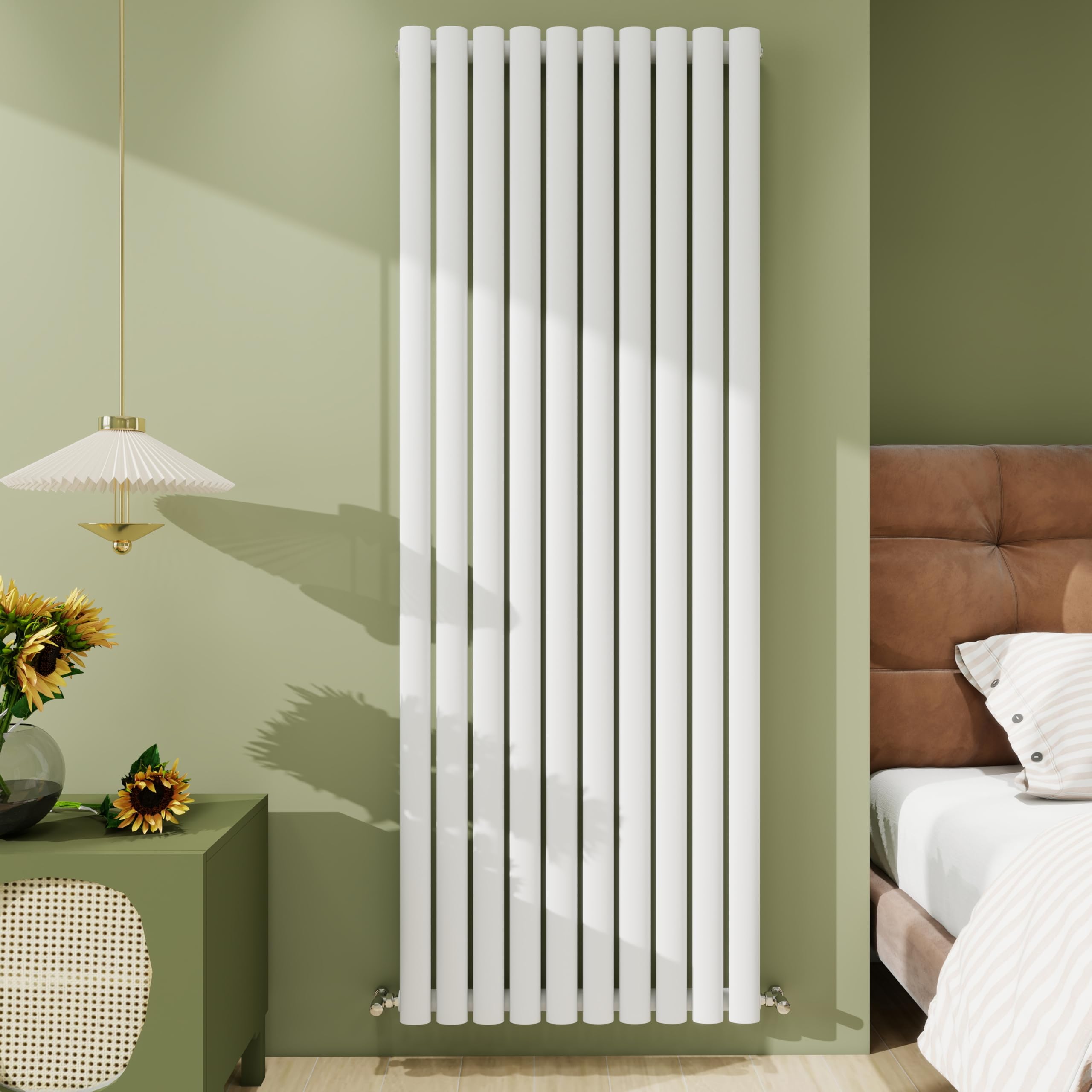 Biubiubath Radiator 1600×590mm White Vertical Single Oval Column Designer Central Heating Rad 3826 BTU