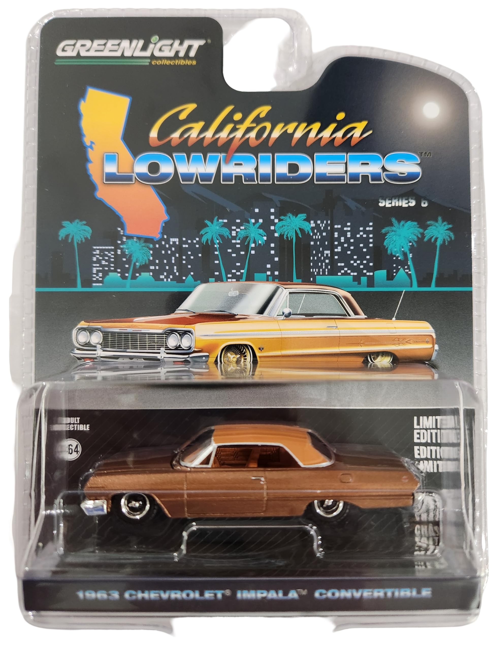 Greenlight 63070-C California Lowriders Series 6-1963 Chevy Impala SS Convertible Top Up - Bronze Metallic 1:64 Scale