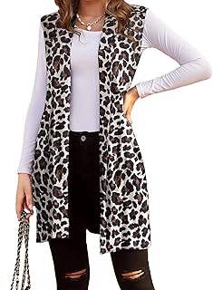Beyove Womens Long Vests Sleeveless Draped Lightweight Open Front Cardigan Layering Vest with Side Pockets