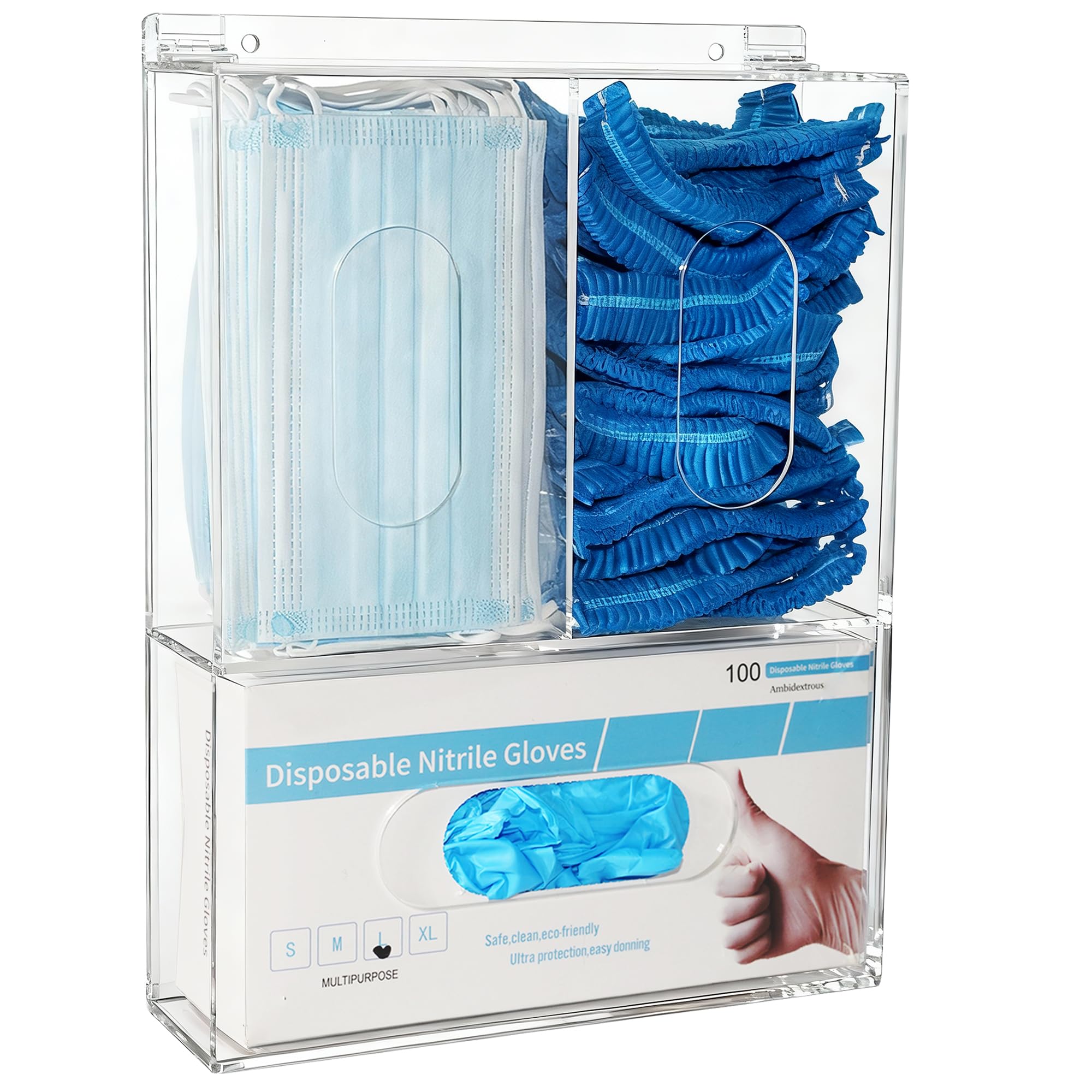 Distributeur Mural de Gants KOEMEHR en Acrylique - Support Triple pour Cuisine et Laboratoire