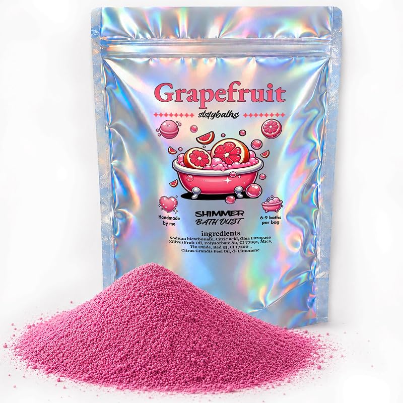 Bomba de banho artesanal de toranja rosa com brilho, rosa, tamanho grande