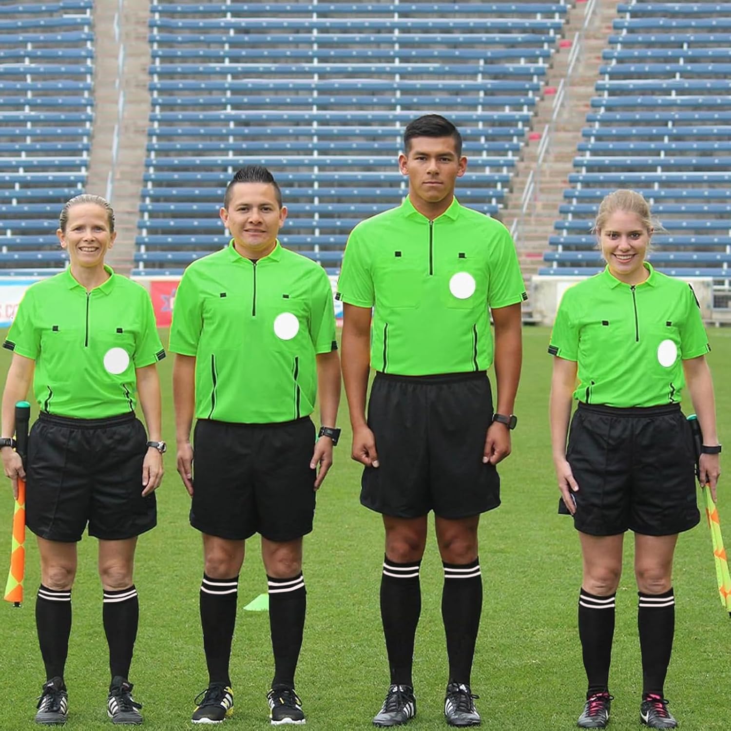 redgino Soccer Referee Kit Pro Soccer Referee Shirt Jersey,Ref Costume Shorts,Coach Whistle,Referee Socks, Linesman Flags and Cards Umpire Uniform Sport Accessory for Adult Teenager - Image 2