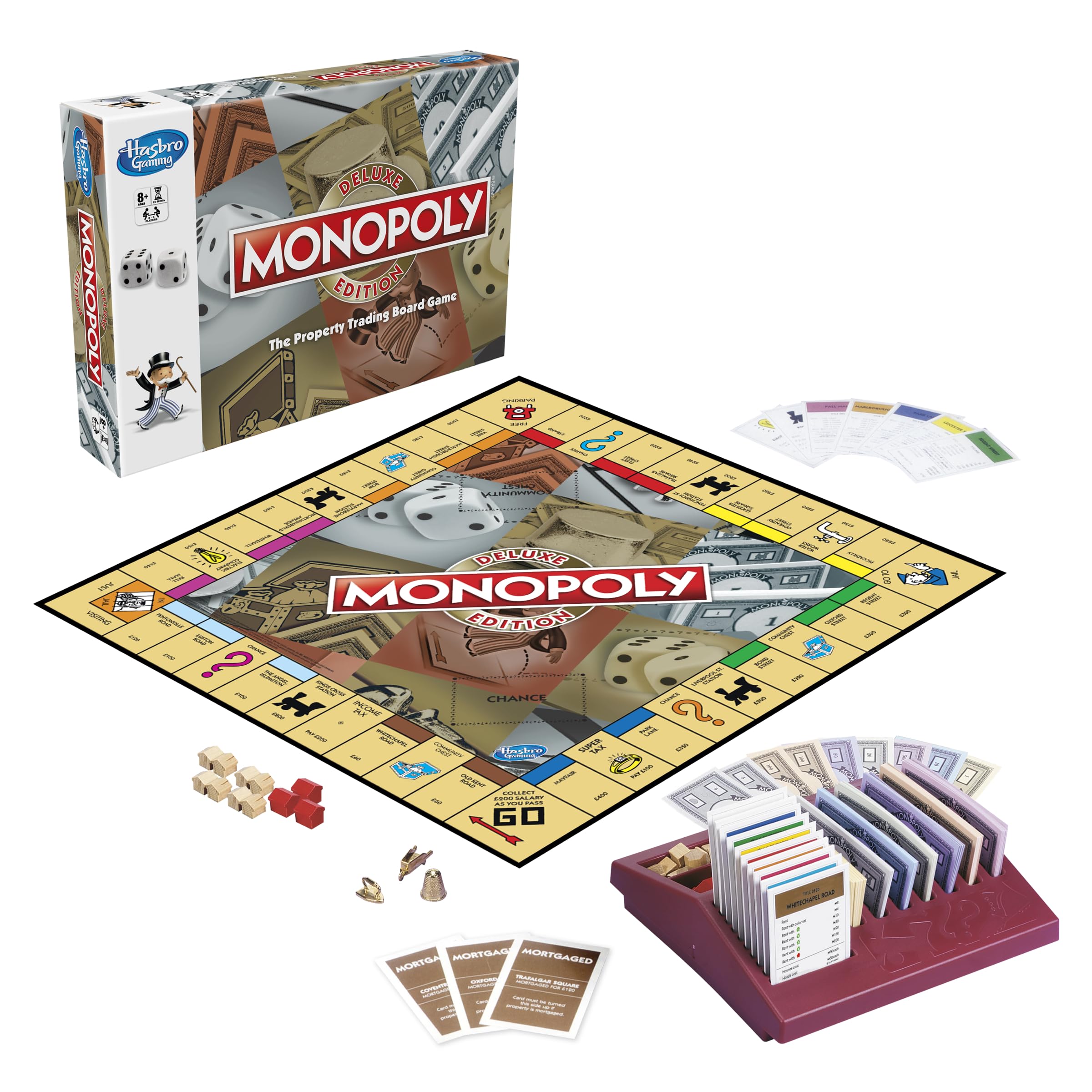 Monopoly Deluxe Edition, fantasy Board Game, For friends and Family, For 8 years old and Up,Multicolor