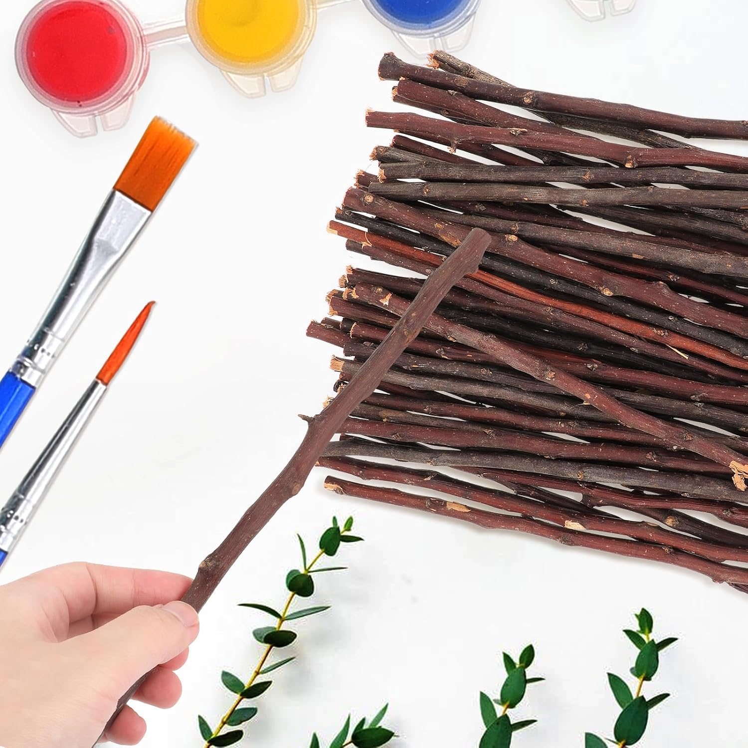 Wooden Sticks for Crafts, 50pcs 11.81'' Natural Wood Twigs for Crafts, Wood Log Sticks for Crafting, DIY School Projects, Card Making, Embellishments & Photo Props