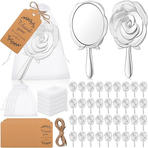 Suzile Juego de 36 espejos de mano rosas a granel para invitados, regalos de fiesta de quinceañera, regalos de fiesta de boda, incluye espejos de