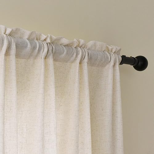 Miniatura 3 de Valea Home Panel de cortinas de lino de 54 pulgadas de largo, con bolsillo para cortinero, cortinas crudas para dormitorio, sala de estar, paneles