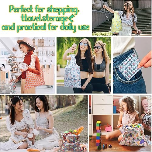 Vista 6 de Geyee 40 bolsas de comestibles reutilizables, plegables a granel, para cocina, impermeables, resistentes, con asa para bolsa
