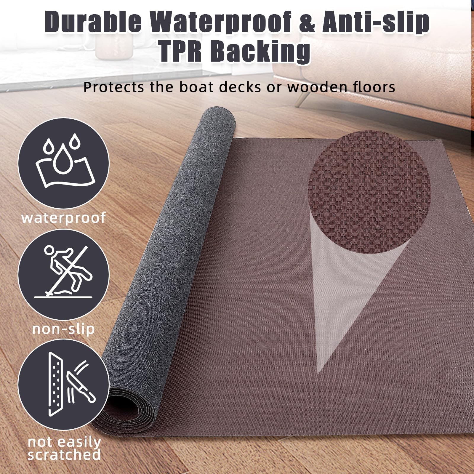 Hollyfield Rutschfester Marine Bootsteppich – Zuschneidbare Outdoor Matte | für Boote, Yachten, Kajaks, Wohnmobile – Wetterfester Teppich für Schiffsdecks, Balkon, Camping – Spezifikation: Germany