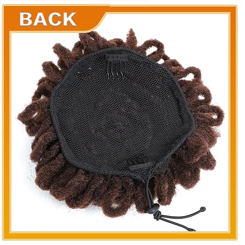 Miniatura 3 de DreadLocks Chignons - Cola de caballo con cordón alto y cordón para coleta, extensiones de pelo sintético con clip para mujeres negras (8 pulgadas,