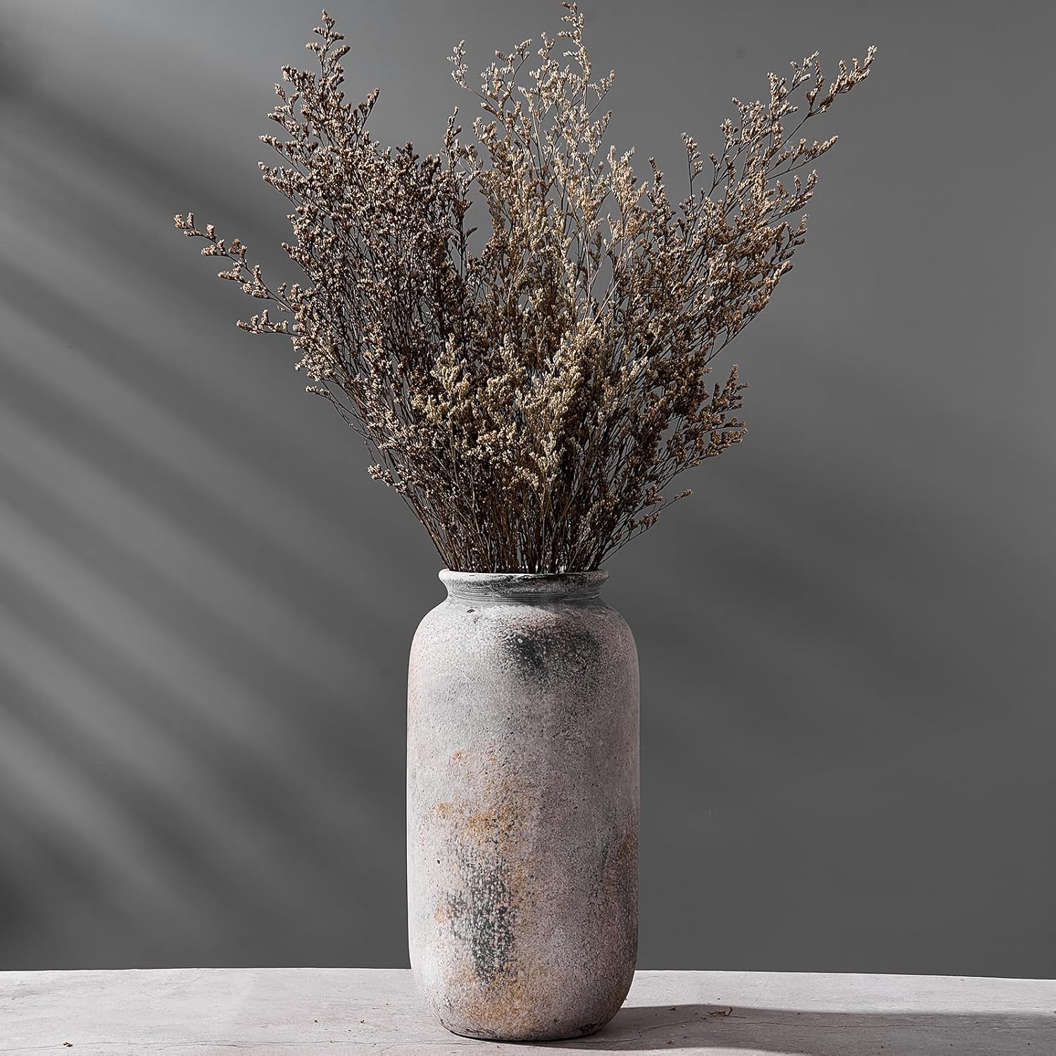 Ceramic Farmhouse Vase for Decor | 11.5 Inch Large Ceramic Rustic Vintage Flower Pottery Vase for Home Countertop, Living Room, Shelf, Centerpiece and Table Deocration, Terra