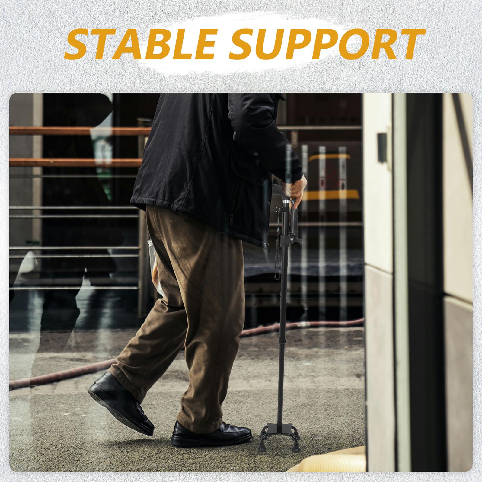 Mikikit Bastón de Metal Portátil Ajustable para Personas Mayores Ayuda para Caminar Plegable Mango Antideslizante Desmontable para Paseos Diarios o Viajes