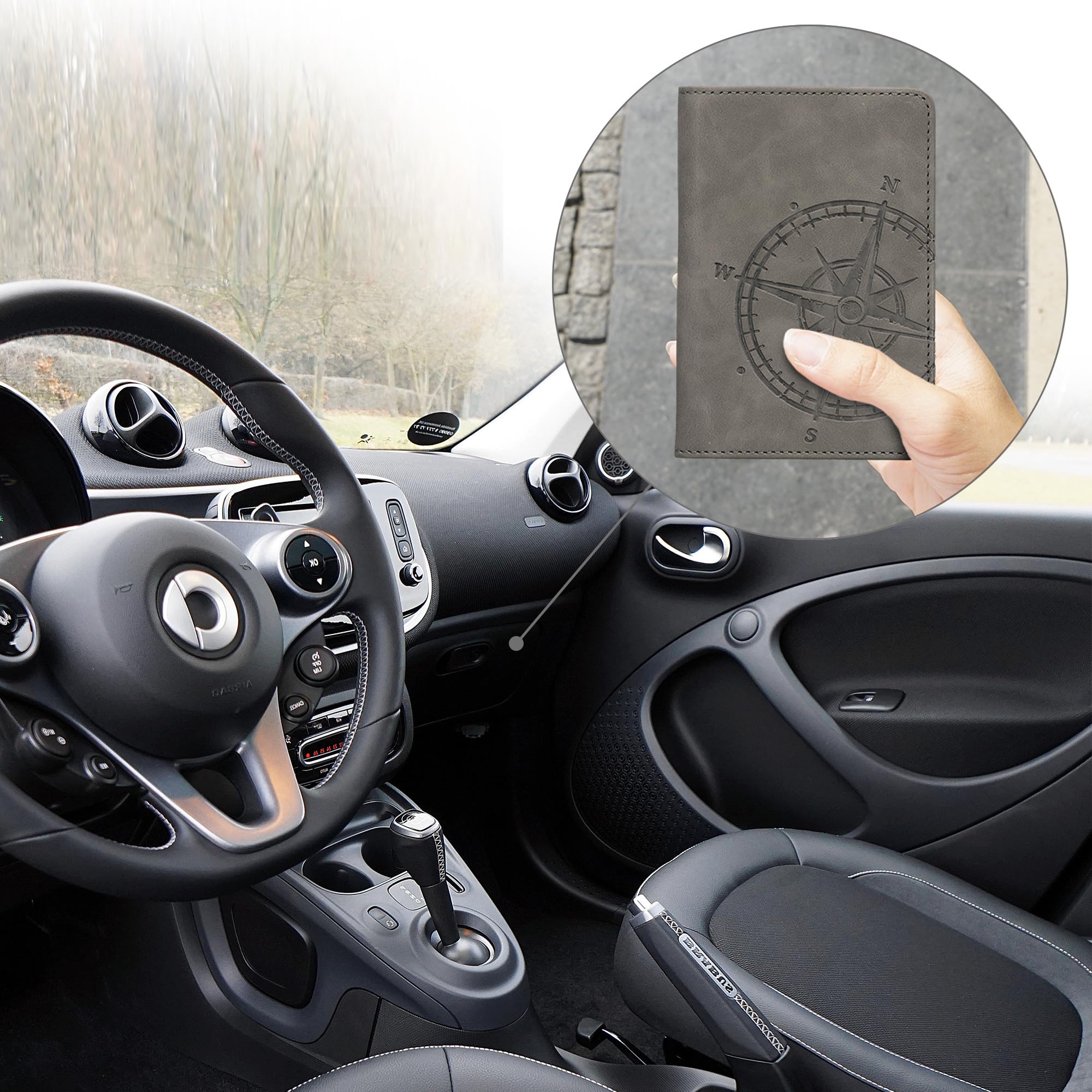 kwmobile etui na dowód rejestracyjny pojazdu z przegródkami na karty, sztuczna skóra etui na świadectwo dopuszczenia - dmuchawiec Love, szary, szary, M