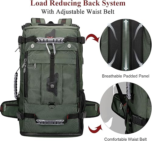 Miniatura 7 de WITZMAN Mochila de viaje para hombre, bolsa de equipaje convertible para portátil de 17 pulgadas, bolsas de mano para avión, Verde militar, Grande,