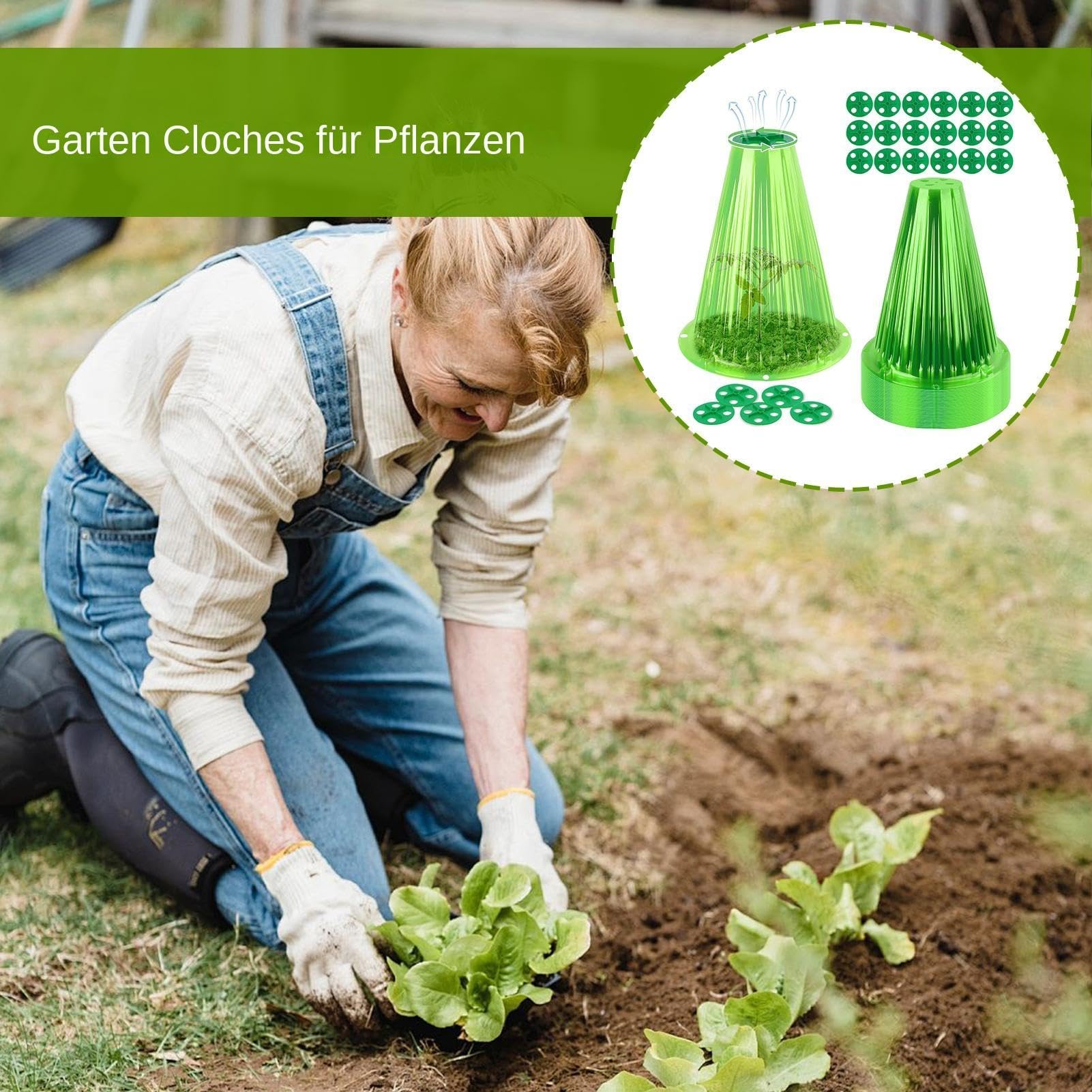 20 -fache Gartenpflanzen Cloches, wiederverwendbare transparente Glockengläser mit Vent - kleines Gewächshaus zum Schutz gegen Sonne, Einfrieren, Vögel, Hühner, Insekten, Schnecken usw.
