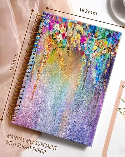 Miniatura 2 de Cuaderno de diario en espiral, encuadernación fuerte de doble alambre con papel de primera calidad para niñas y mujeres, 60 hojas A5 con rayas