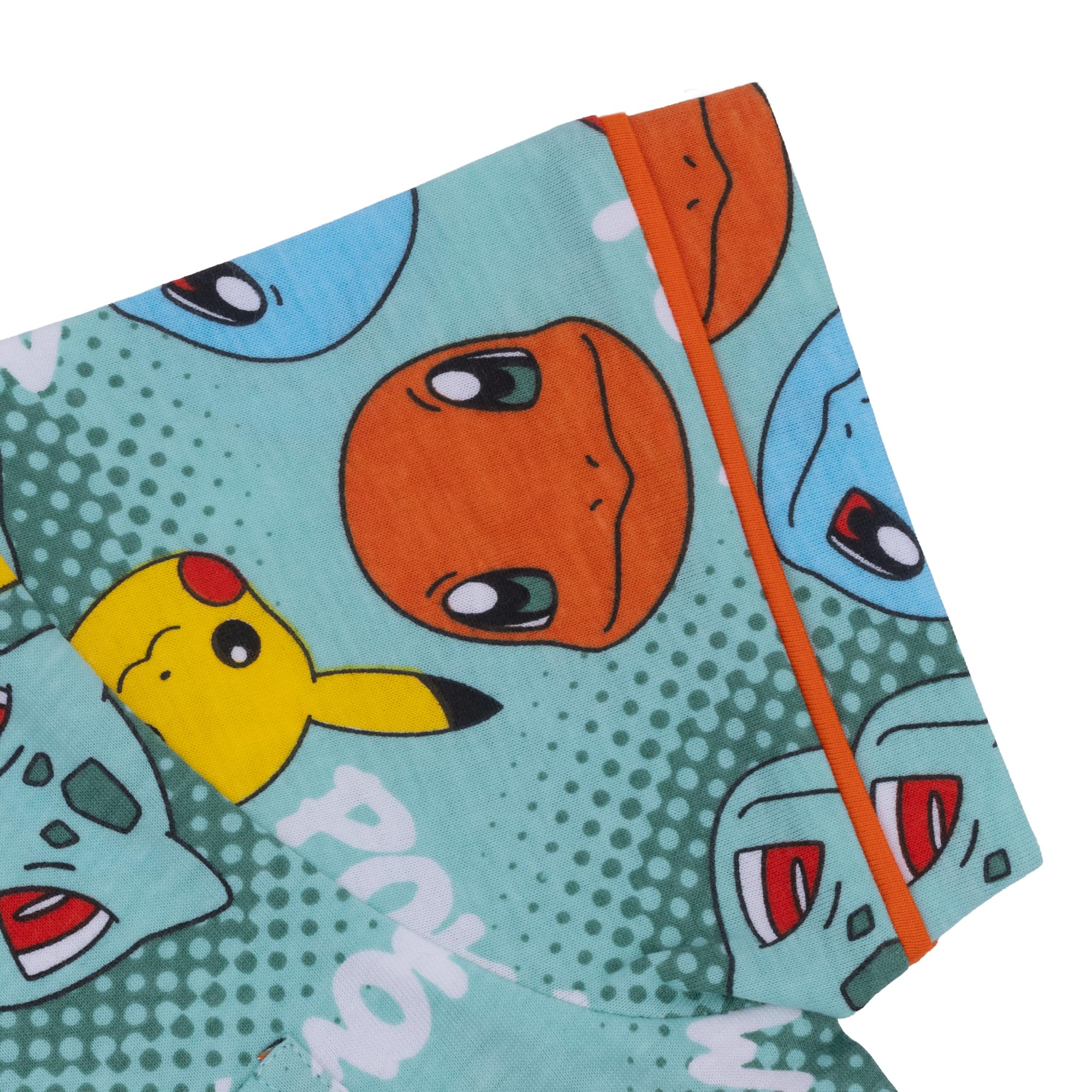 Pokémon, Pikachu, Squirtle, Bulbasaur, Charmander, 100% Cotone con Bottoni Pigiama a Maniche Corte, Green, Verde