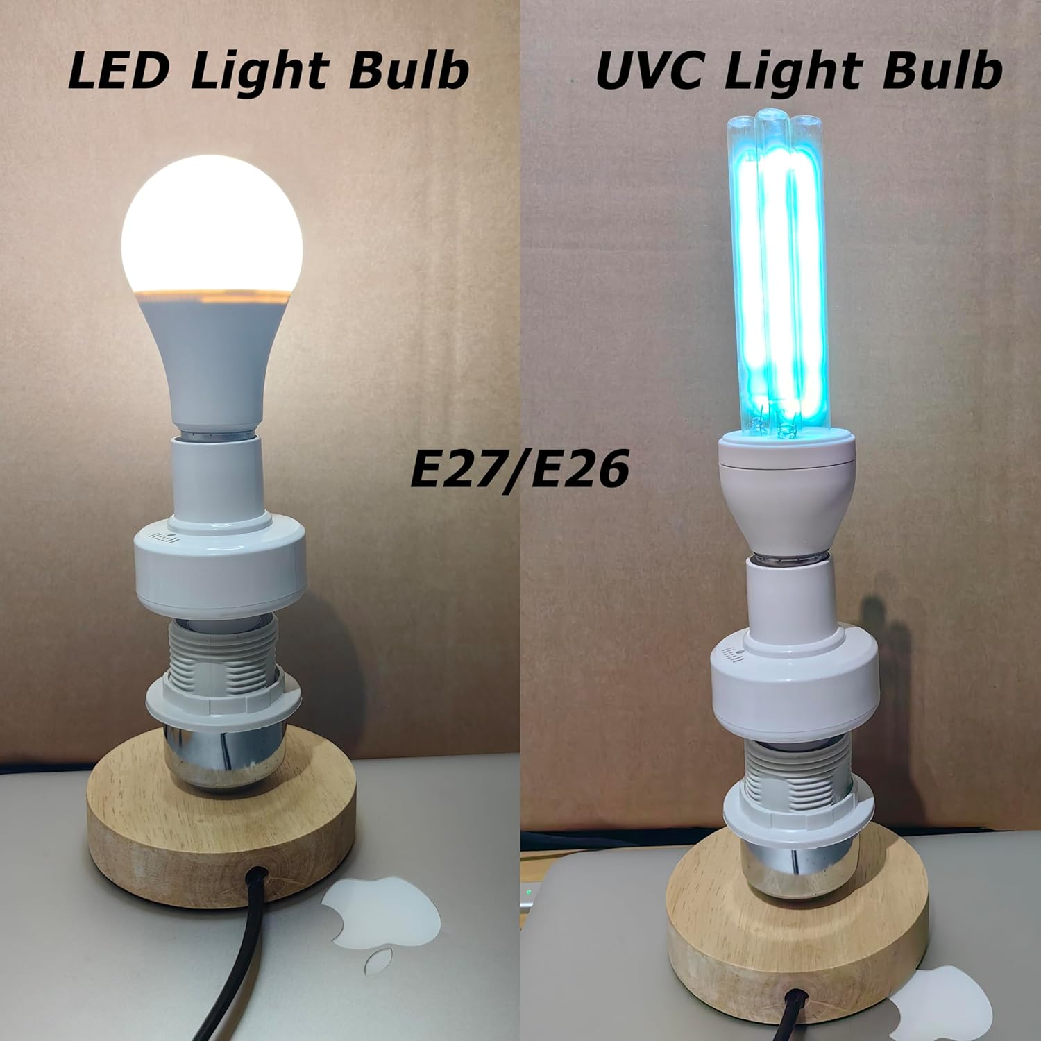 Remote Control Light Bulb Socket, E26/E27 Screw in Adapter and 15/30/60 Min Timer for Closet, Garage, Basemen