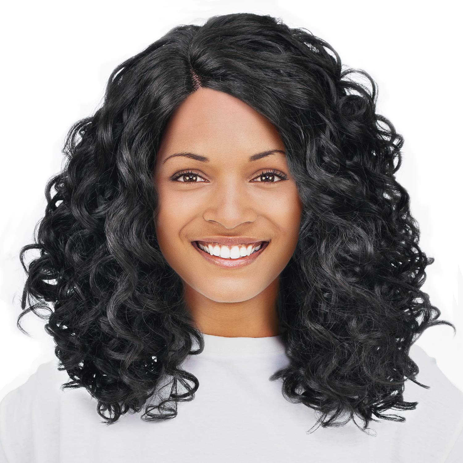 Tirrinia Synthetic Lace Front Kinky Curly Wig Natural Looking L Part Heat Resistant Daily Party Costume Full Head Hair for Women