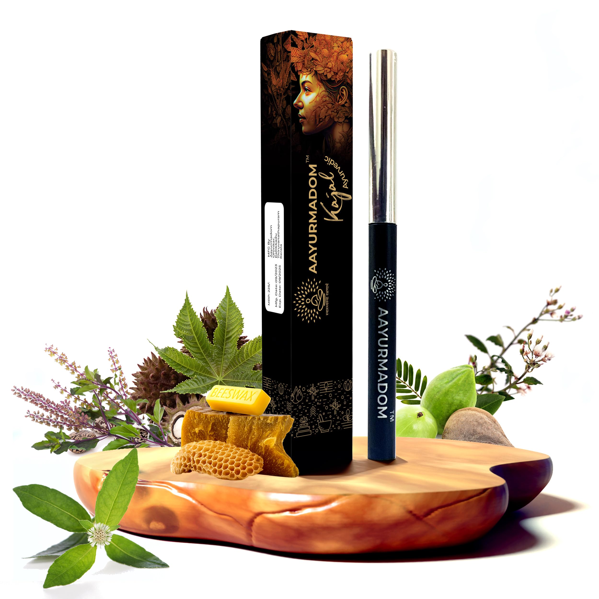 AAYURMADOM Semi-Matte Kajal Stick For All Age Groups Including Babies -100% Herbal Lead Free - Irritation-Free, Bee Wax With Pure Cow Ghee, Waterproof, Preservative-Free, No Tears,Multi-image-26