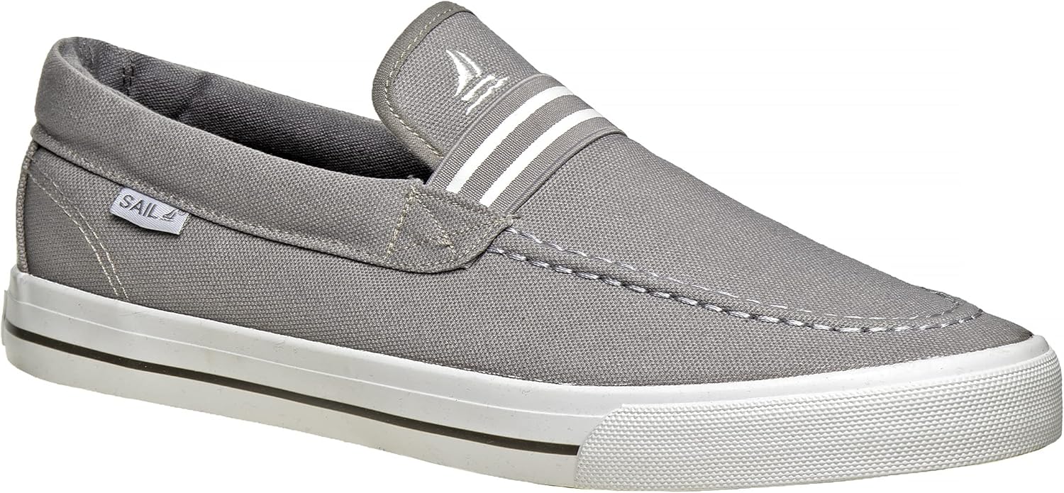 JOSMO Mens Sail Buoy Canvas Slip-on Sneakers – Summer Casual Boat Tennis (Adult), Grey, 11