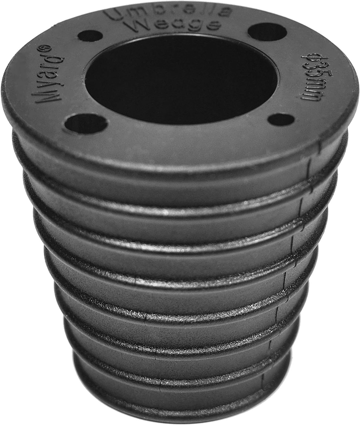 MP UW35H4 Myard Patio Umbrella Cone Wedge Shim, Wind-Resistant, Twist to Fit, for Patio Table Hole or Umbrella Base 1.8-2.4 Inch, Pole Diameter 1-3/8" (35mm, 4 Holes, Black)