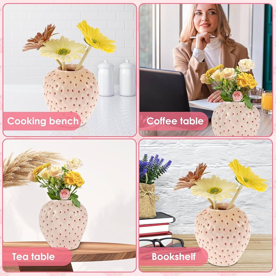 花瓶・フラワースタンド FRUITS VASE strawberry L L AmeLIFE Amazon.com: AOMOONOA Strawberry Vase for Flowers, Dusty Pink