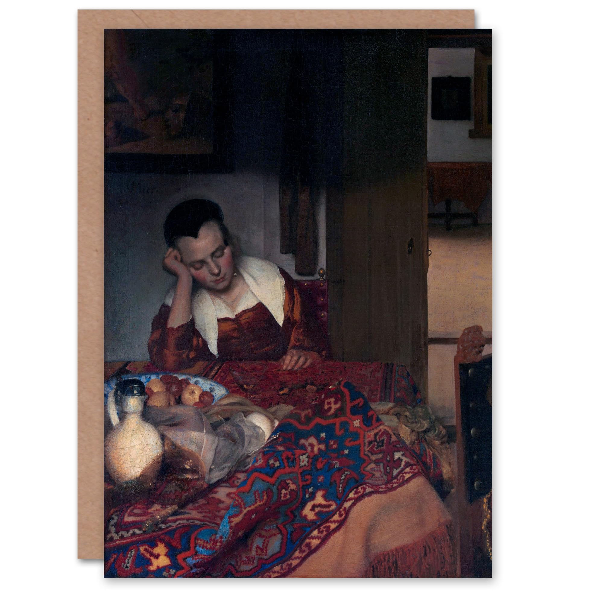 Artery8 Johannes Vermeer Art Card A Maid Asleep Portrait Painting