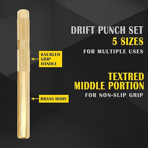 Miniatura 3 de Juego de 5 punzones de latón para herramientas de mano para uso doméstico, 1/4 pulgadas, 3/8 pulgadas, 1/2 pulgadas, 5/8 pulgadas, 3/4 pulgadas, 1/4