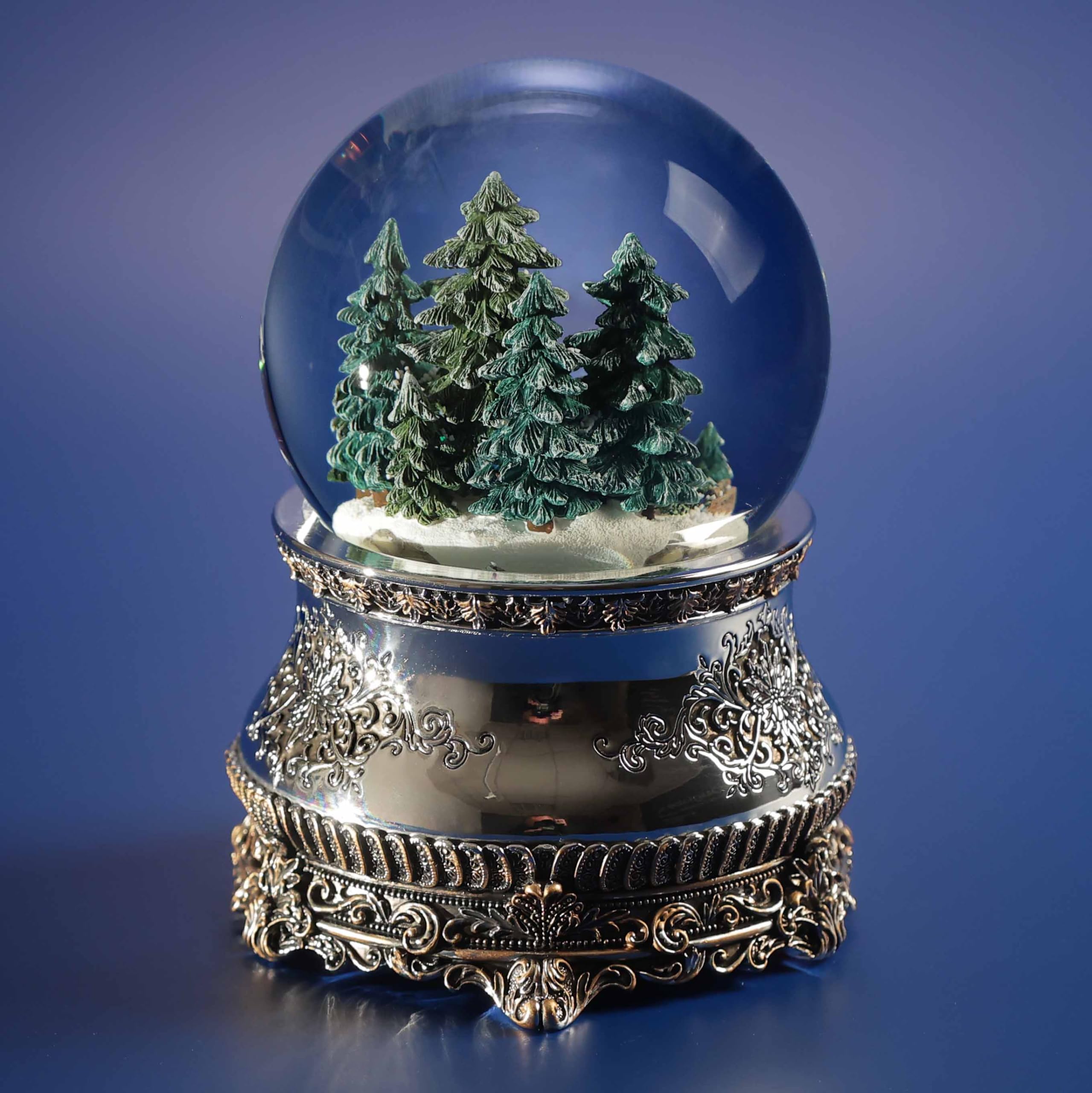 Boule à neige musicale de Noël « Pavillon de chasse », en verre, avec illuminations et tempête de neige automatique, idée cadeau