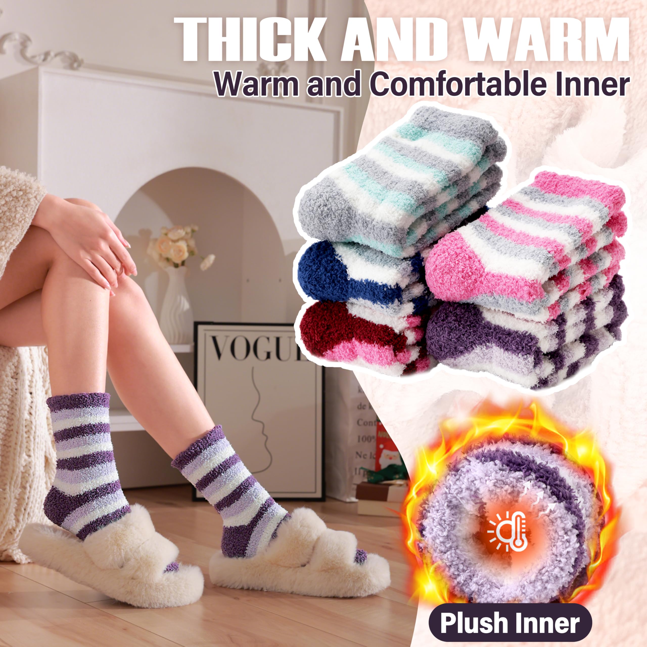 ANTSANG Womens Fuzzy Socks Fluffy Slipper Cozy Cabin Winter Soft Fleece Warm Comfy Thick Christmas Gift Socks