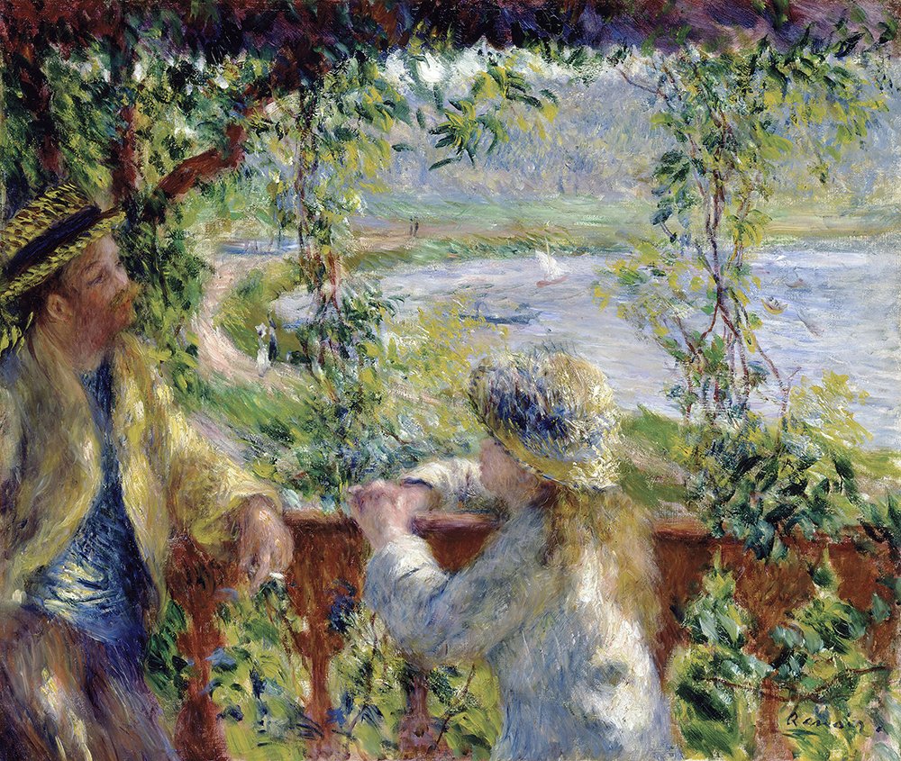 Cuadro de Renoir By the Water para decorar con la calidez de su marco marrón y arte clásico